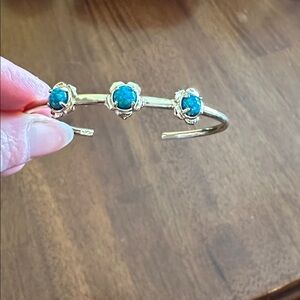 KENDRA SCOTT— SUSIE GOLD TONE Lab Grown BLUE OPAL CUFF BRACELET HTF